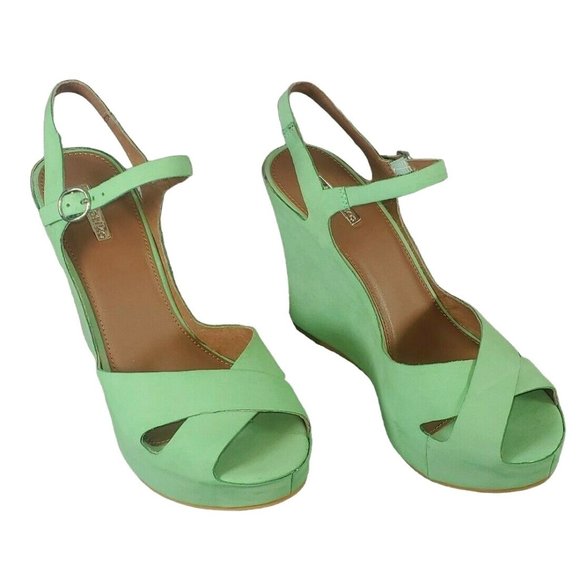 Matiko LYNN Peppermint Mint Green Platform Peep Toe High Heel Pumps Shoe 7.5 - Picture 1 of 7